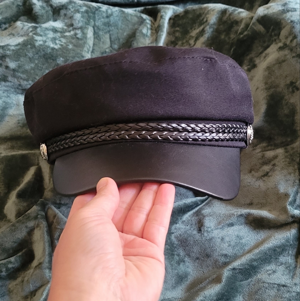 Adjustable Black Baker Boy Cap
